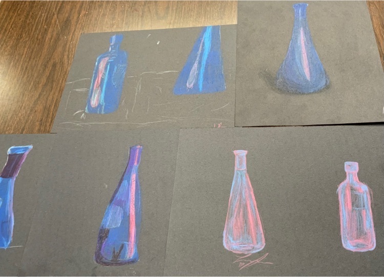 object drawings with colored pencil