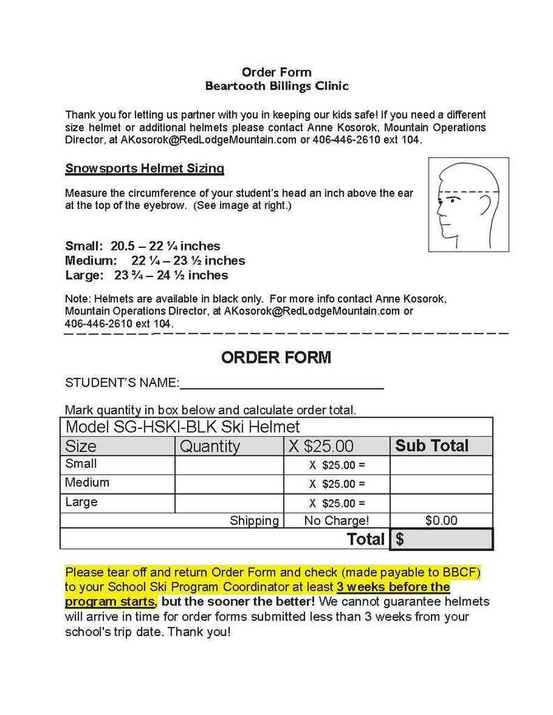 2nd-5th Grade Parents - Elementary Ski Days are being scheduled! We'd like to start off with Ski Helmets. Students will be bringing these order forms home this week. Helmet orders are due no later than NOVEMBER 18th! 