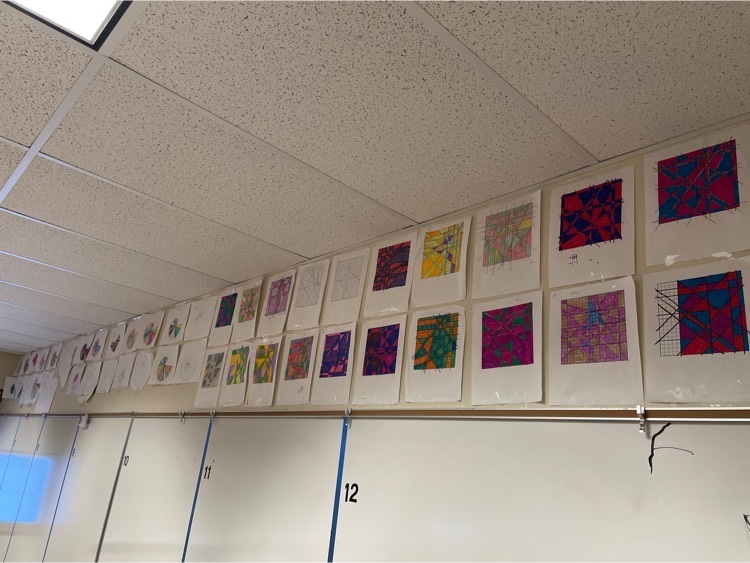 Wall with math projects