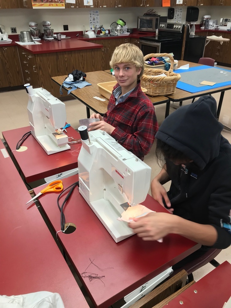 students sewing